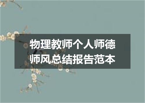 物理教师个人师德师风总结报告范本