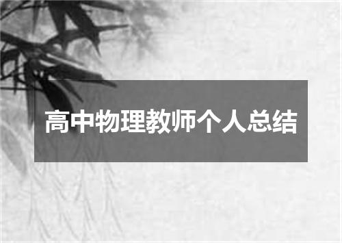 高中物理教师个人总结