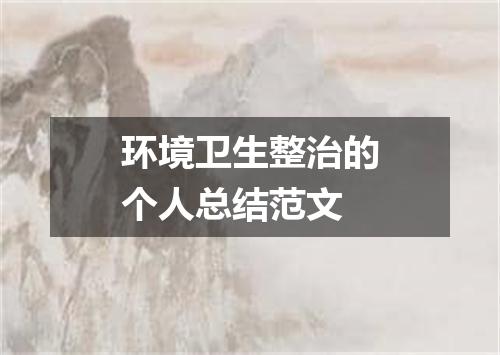 环境卫生整治的个人总结范文