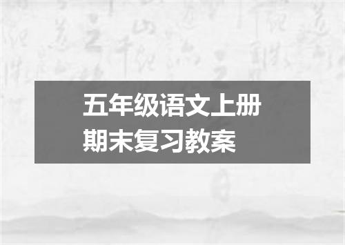 五年级语文上册期末复习教案