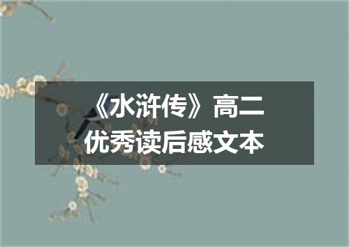 《水浒传》高二优秀读后感文本