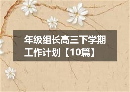 年级组长高三下学期工作计划【10篇】