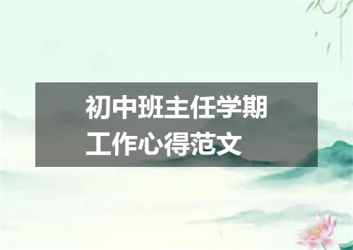 初中班主任学期工作心得范文