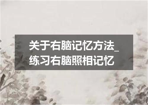 关于右脑记忆方法_练习右脑照相记忆