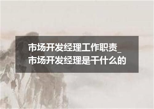 市场开发经理工作职责_市场开发经理是干什么的