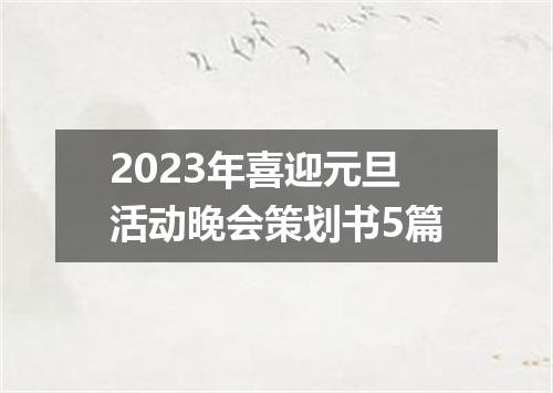 2023年喜迎元旦活动晚会策划书5篇
