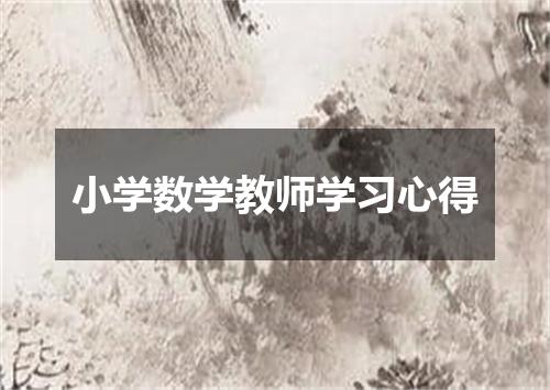 小学数学教师学习心得