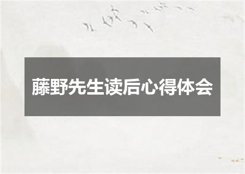 藤野先生读后心得体会