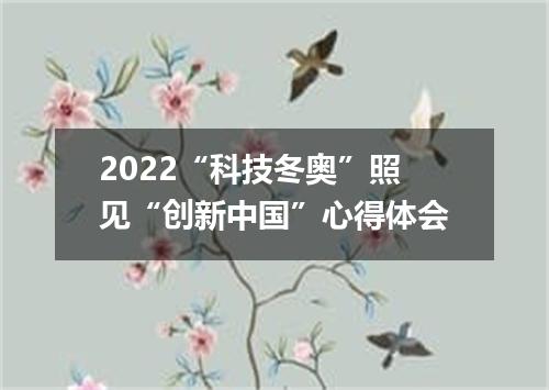 2022“科技冬奥”照见“创新中国”心得体会