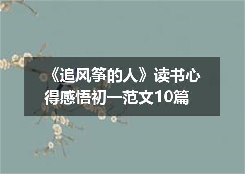 《追风筝的人》读书心得感悟初一范文10篇