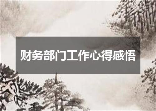 财务部门工作心得感悟