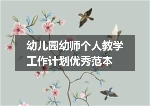 幼儿园幼师个人教学工作计划优秀范本