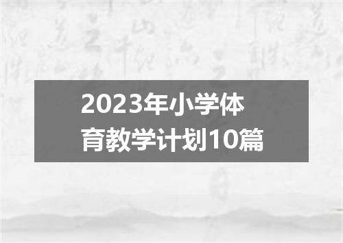 2023年小学体育教学计划10篇