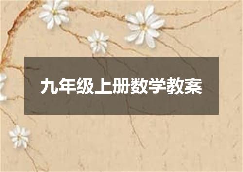 九年级上册数学教案