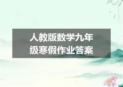 人教版数学九年级寒假作业答案