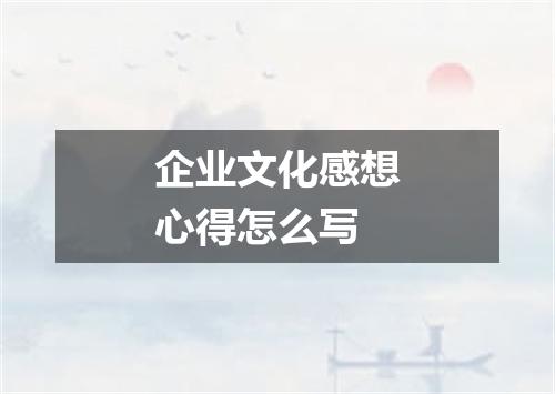 企业文化感想心得怎么写