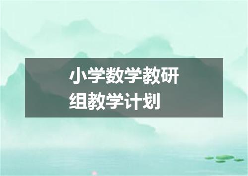 小学数学教研组教学计划
