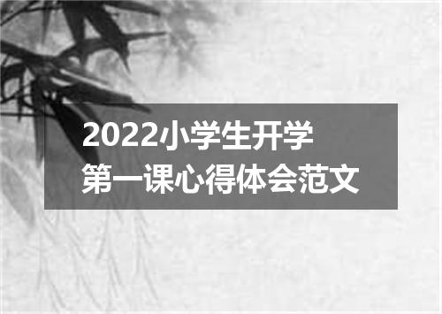 2022小学生开学第一课心得体会范文