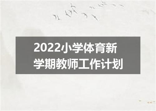 2022小学体育新学期教师工作计划
