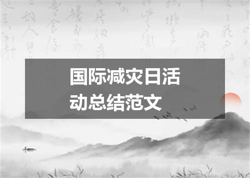 国际减灾日活动总结范文