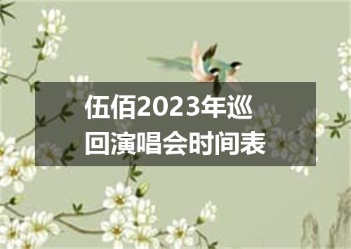 伍佰2023年巡回演唱会时间表
