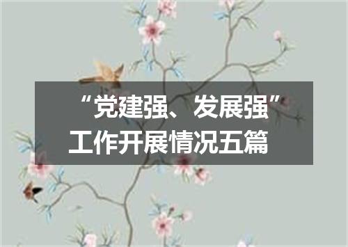 “党建强、发展强”工作开展情况五篇
