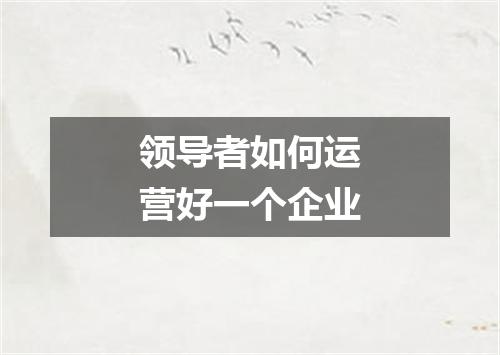 领导者如何运营好一个企业