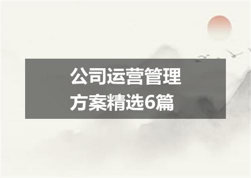 公司运营管理方案精选6篇