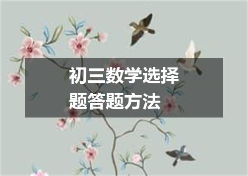 初三数学选择题答题方法