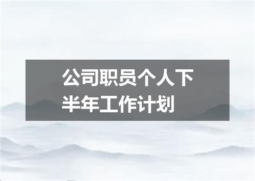 公司职员个人下半年工作计划