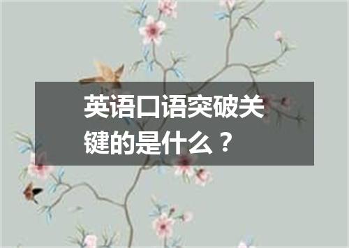英语口语突破关键的是什么？