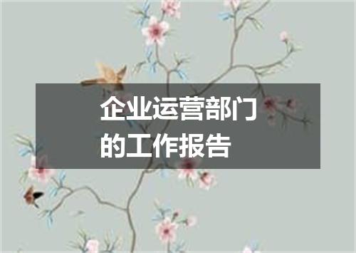 企业运营部门的工作报告