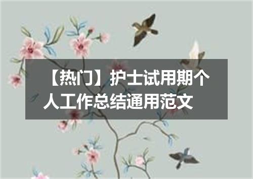 【热门】护士试用期个人工作总结通用范文