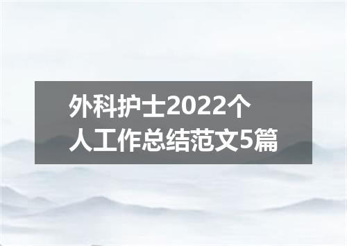 外科护士2022个人工作总结范文5篇