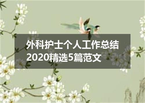 外科护士个人工作总结2020精选5篇范文