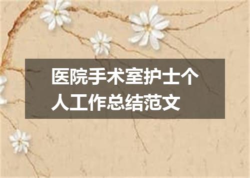 医院手术室护士个人工作总结范文