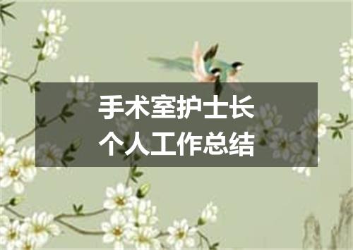 手术室护士长个人工作总结