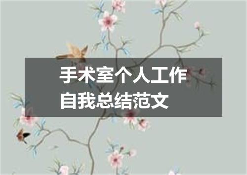 手术室个人工作自我总结范文