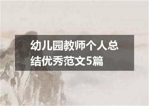 幼儿园教师个人总结优秀范文5篇