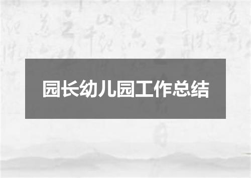 园长幼儿园工作总结