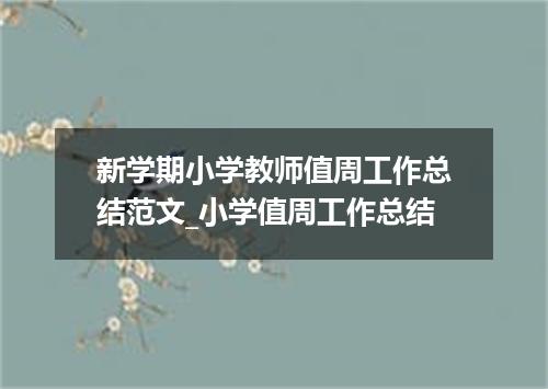 新学期小学教师值周工作总结范文_小学值周工作总结