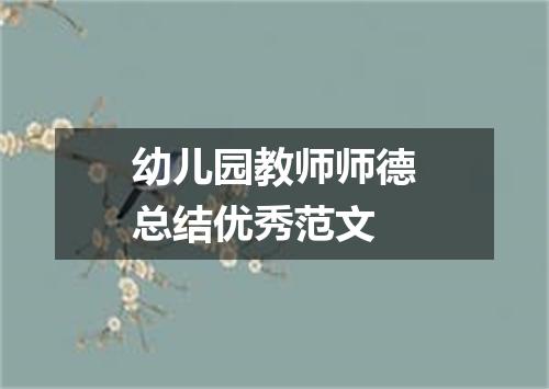 幼儿园教师师德总结优秀范文