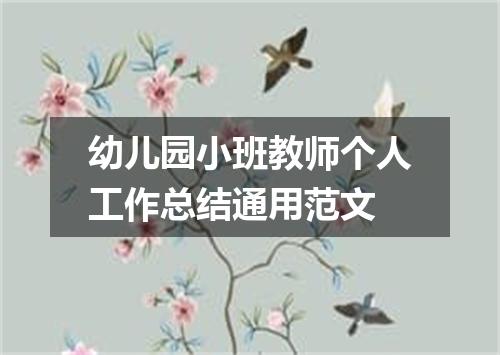 幼儿园小班教师个人工作总结通用范文