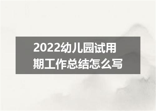 2022幼儿园试用期工作总结怎么写