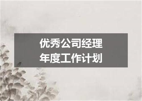 优秀公司经理年度工作计划