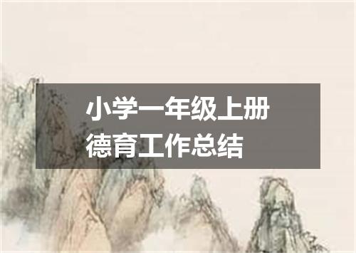 小学一年级上册德育工作总结