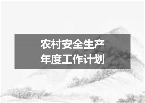 农村安全生产年度工作计划