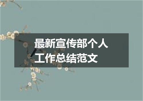最新宣传部个人工作总结范文