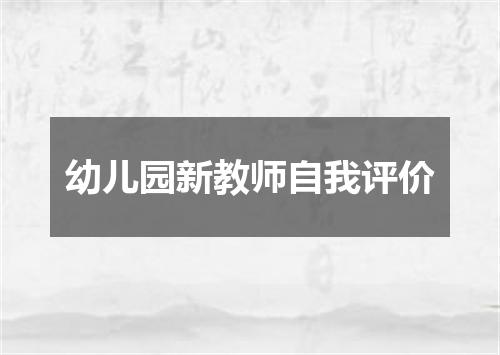 幼儿园新教师自我评价