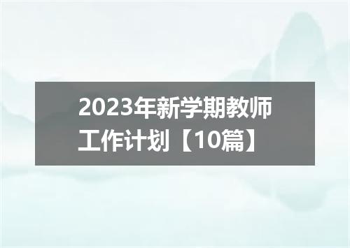 2023年新学期教师工作计划【10篇】